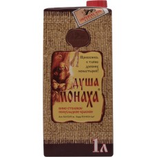 Вино ДУША МОНАХА столовое красное полусладкое, 1л, Россия, 1 L