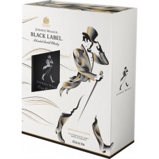 Виски JOHNNIE WALKER Black Label шотландский купажир. 12 лет алк.40% + фляга п/у, Великобритания, 0.7 L