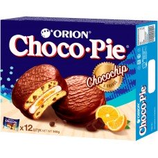 Купить Бисквит ORION Choco Pie Chocochip с кусочками шоколада в глазури, Россия, 360 г в Ленте
