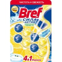 Блок для унитаза BREF Сила-Актив Лимонная свежесть, 2x50г, Сербия/Черногор, 100 г