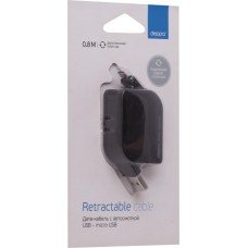 Купить Дата-кабель DEPPA USB-micro USB с автосмоткой, Китай в Ленте