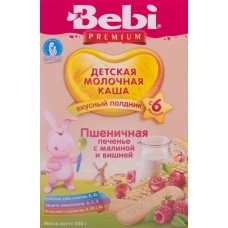 Детское питание каша BEBI Premium д/полдника Печенье с малин и вишней с 6 мес, Словения, 200 г