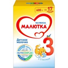 Детское питание молочко МАЛЮТКА 3 с 12 мес картон, Россия, 600 г