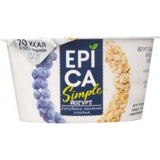 Купить Йогурт EPICA SIMPLE Голубика, овсяные хлопья 1,5%, без змж, 130г, Россия, 130 г в Ленте