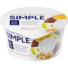 Купить Йогурт EPICA SIMPLE Яблоко, тыква, злаки, лен 1,7%, без змж, 130г, Россия, 130 г в Ленте
