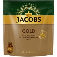 Кофе растворимый JACOBS Gold натуральный сублимированный, 500г, Россия, 500 г