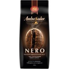 Купить Кофе зерновой AMBASSADOR Nero натуральный жареный м/у, Россия, 1000 г в Ленте