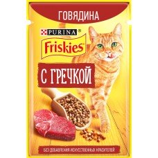 Купить Корм консервированный для взрослых кошек FRISKIES Говядина с гречкой, 75г, Россия, 75 г в Ленте