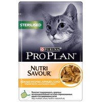 Корм консервированный для взрослых кошек PURINA PRO PLAN Nutri Savour с курицей в соусе, для взрослых стерилизованных и кастрированных, 85г, Россия, 85 г
