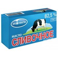 Масло сливочное ЭКОМИЛК несоленое 82,5%, без змж, 450г, Россия, 450 г