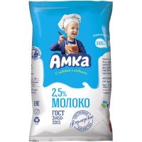 Молоко пастеризованное АМКА 2,5%, без змж, 1000мл, Россия, 1000 мл