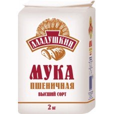 Мука пшеничная АЛАДУШКИН хлебопекарная высший сорт, 2кг, Россия, 2 кг