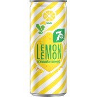 Напиток 7UP Lemon Искрящийся лимонад сильногазированный, 0.25л, Россия, 0.25 L