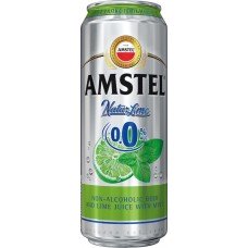 Купить Напиток пивной безалкогольный AMSTEL 0.0. Natur Лайм и мята нефильтрованный, пастеризованный осветленный, не более 0,3%, ж/б, 0.43л, Россия, 0.43 L в Ленте