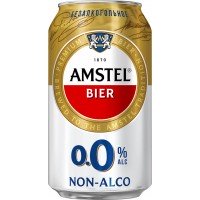 Пиво безалкогольное светлое AMSTEL 0.0. пастер. алк. не более 0,3% ж/б, Россия, 0.33 L