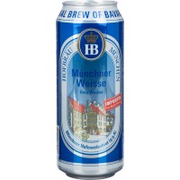 Пиво светлое HOFBRAU Munchner Weisse нефильтрованное пастеризованное неосветленное, 5,1%, ж/б, 0.5л, Германия, 0.5 L