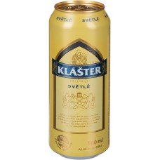 Пиво светлое KLASTER Svetle фильтрованное пастеризованное, 5%, ж/б, 0.5л, Чехия, 0.5 L