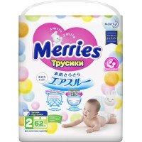 Подгузники-трусики детские MERRIES S 4–8кг, 62шт, Япония, 62 шт