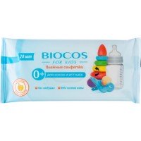 Салфетки влажные для сосок и игрушек BIOCOS For Kids, 20шт, Россия, 20 шт
