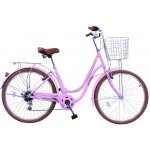 Велосипед городской ACTIWELL City 26", 7 скоростей, с корзиной, розовый, Арт. CTY26ST-UW, Китай