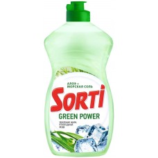 Купить Жидкое средство для посуды SORTI Green Power Алоэ и морская соль, 450г, Россия, 450 г в Ленте